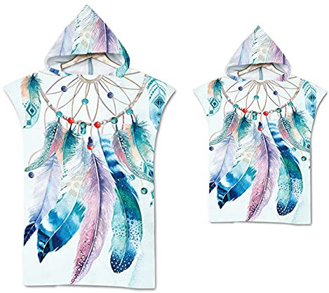 oneforus Erwachsene Kinder Wickeltuch Handtuch Poncho 3D Digtal Print Kapuzen Strandtuch Decke zum Surfen Schwimmen Neoprenanzug Wickeln Poncho Trockenroben