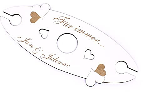 Weinbutler ovaler Weinglashalter graviert Herzen - FÜR IMMER mit WUNSCHNAMEN - Aufhänger für 2 Weingläser 28x11cm | Dekolando Home Accessoires