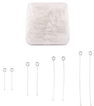 PandaHall Lot de 600 épingles à œillet ouvert en fer plaqué argent pour boucles d'oreilles, pendentifs, bracelets, loisirs créatifs - 20 mm, 30 mm, 40 mm, 50 mm