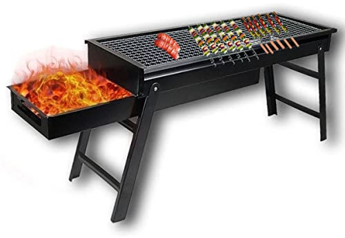 Holzkohlegrill Edelstahl BBQ Outdoor Holzkohlegrill, Tragbarer Klappbar Standgrill für Picknick Camping, Reisegrill Minigrill Tischgrill Leicht zu Reinigen für Patio-Partys, Picknick Garten