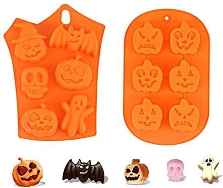 Halloween Silikonform, 2 Stück Halloween Backform, Halloween Kürbis Silikonform für Halloween Kuchenform, Schokoladenform Silikonform Muffins, Halloween KüRbisform