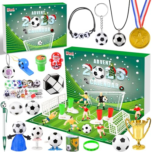 iZoeL Adviento Calendario 2025 Fútbol Copa Mundial 24 juegos Temáticos Adviento Calendario Copa Mundial 24 Días Llenos Sorpresas Calendario De Adviento Fútbol Divertido Niños Familia (Verde)
