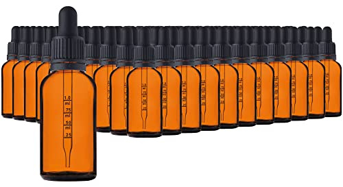 HandsUnity 30ml-110 pièces de Flacon de Pipette Petit Flacon en Verre - Verre d'apothicaire en Verre Ambré avec Capuchon de Pipette Noir Comprenant 5 Pièces d'accessoires Bouteilles en Verre Brun