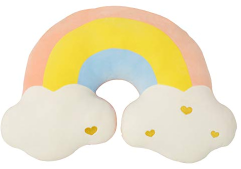 Moon Rainbow Cloud Kissen, weiches Plüschkissen, Wolkenform, gefüllt, Regenbogen und Mond, Kinderzimmer, Dekoration, Sofa, Schlafkissen, Wolke, Überwurfkissen, Plüsch-Sofakissen, Auto-Nackenkissen
