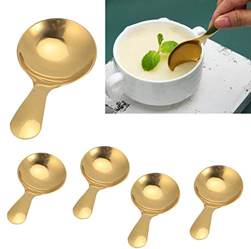 BestAlice 5 Stück Eisportionierer, Edelstahl-Eislöffel, Großer Keksportionierer, Metall-Eisportionierer, Spülmaschinenfest, Kleine Größe, Tee-/Dessertlöffel, Creme, Küchenutensilien(Gold)