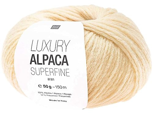 Rico Luxury Alpaca Superfine Aran | Weiche Alpakawolle gelb zum Stricken und Häkeln | Wolle Nadelstärke 5 bis 6 mm (019 Vanille)