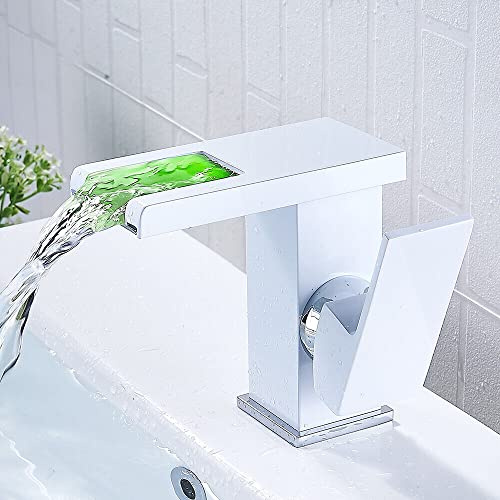 Wasserhähne Warm- und Kaltwasserhähne LED-Wasserhähne Berührungslose Waschtischarmaturen für Badezimmer Messing-Waschtischarmaturen für Badezimmer Küche und Badezimmer (weiße LED)