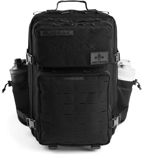 RUGSAK® ALPHA | Taktischer Rucksack [20-45L] Wasserdicht & EXTREM Robust | Militär Survival Backpack | für Outdoor Arbeit Wandern Camping und Gym | Molle Reiserucksack Herren & Damen (Phantom Black)