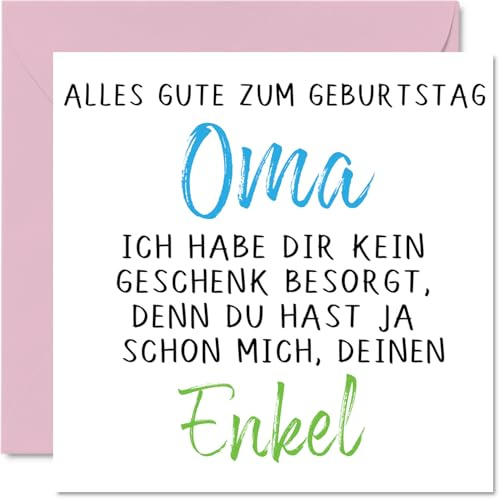 Stuff4 Geburtstagskarten Lustig für Oma, Kein Geschenk | Lustiger Alles Gute Zum Geburtstag Karte vom Enkel 145mm Unhöfliche Scherzen Glückwunschkarten
