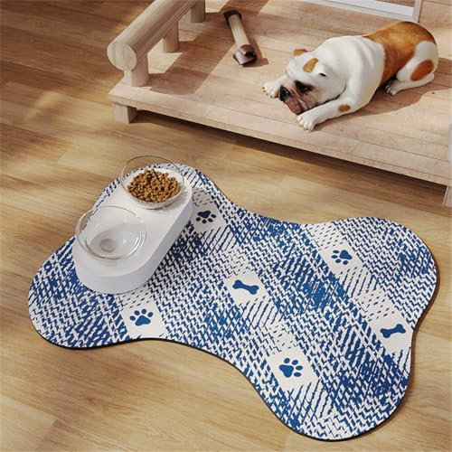 Xisnuient Haustierfuttermatte FüR Hunde Und Katze Napfunterlage Katzen Futternapf Unterlage Tierfuttermatte Haustier Futtermatten Katzennapf Fressnapf Futtermatte Katzenfutter Matte (50x70 cm,Blau)