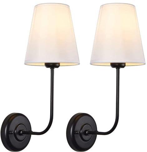 GOOPEEG Wall Mount Light Fixture Set of 2, Vintage Industrial Sconces Wall Lighting E26 Wall Mount Lamp Antique for Bathroom Wall Lamp Fitting Fixtures(Black)