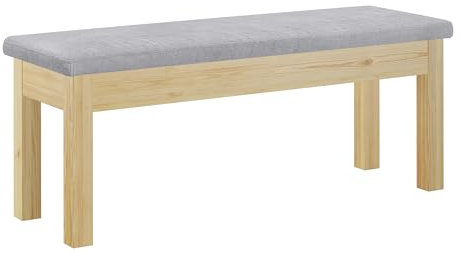 Erst-Holz Sitzbank Küchenbank Kiefer Natur massiv Holzbank Polsterbank 120x40 grau 90.71-39P21