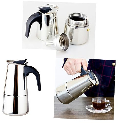 Amosfun Caffettiera in Acciaio Inossidabile Con Capacità Di 300 Ml Caffettiera Per Caffè Espresso Da Fornello Per Latte Facile Da Pulire