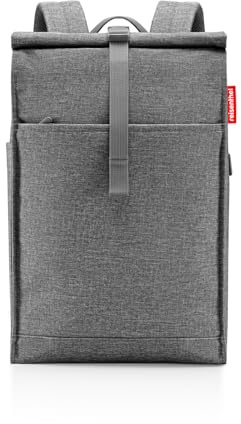 reisenthel urban rolltop backpack twist silver - urbaner und stylischer Rucksack, modernes Design, geräumiger Rucksack für Freizeit, Arbeitsweg und City-Trip