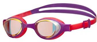ARENA Occhialini da nuoto unisex per bambini, con lenti rivestite anti-appannamento, con cinturino regolabile, colore: giallo rame/prugna/corallo brillante