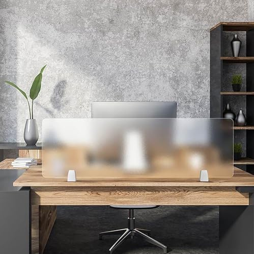 RVUEM Frosted,100 * 30cm, Frosted Acrylic Desk Dividers, Removable Clamp-on Desktop Privacy Partition Panel, Privacy Screen Panel, Free Standing Portable Table Screen, for Workstation Library School