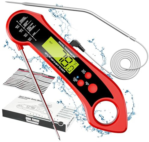 Termómetro de cocción digital, lectura instantánea en 3s, sonda plegable de 102 cm, para carne, barbacoa, filete