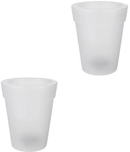 2pcs Led Solar Flower Solar Powered Flower Pot Luminous Flower Pot Luminous Solar Planters Solar Light Planter Pots Led Light Planter Led Flower Pots Outdoor Illuminated Led Planter Led(Whitex3pcs,19X