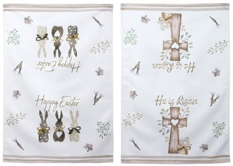 cfpqv Mode Streifen Kaninchen Hase Eier Ostern Küchentücher Geschirrtücher Frühlingsdekoration Handtücher 2er-Set Putzschwamm Schwarz (AH, A)