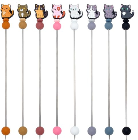 FREEBLOSS 8 Stück Katzen Stricknadeln 8 Stile Doppelspitzige Häkelpullover Nadeln Strickzubehör Für Bastelbedarf 9.5'' Lang 0.1'' Dick