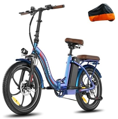 2025 Ebike F20 Pro+ Fatbike Faltrad 20 Zoll mit 36V 22.5AH Akku Damen Ebike Herren 250W, Erwachsene Fatbike Elektromobilrad 140kg, E Mountainbike 20°, Ebike 25km/h (Autoabdeckung, Buntes Blau)