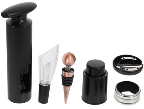 Mikikit 6pièces Lot de Tire-Bouchons Rotatifs pour Vin avec Coffret Bouchons Inclus Accessoire Pratique pour Dégustation Noir
