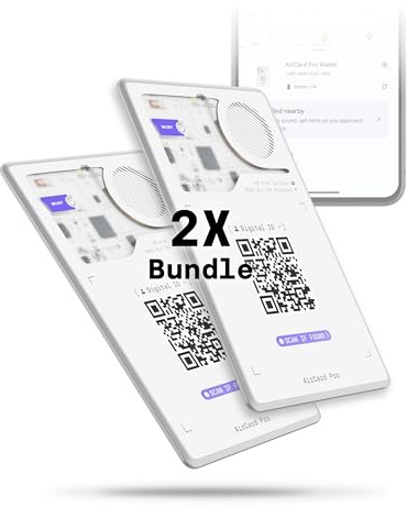 Rolling Square AirCard Pro – Bluetooth Tracker Karte Für Android Google Find Hub, Tracking Card mit Kabellosem Laden, Ultradünnes Technik-Gadget für Portemonnaie oder Reisepass - Multipack 2X