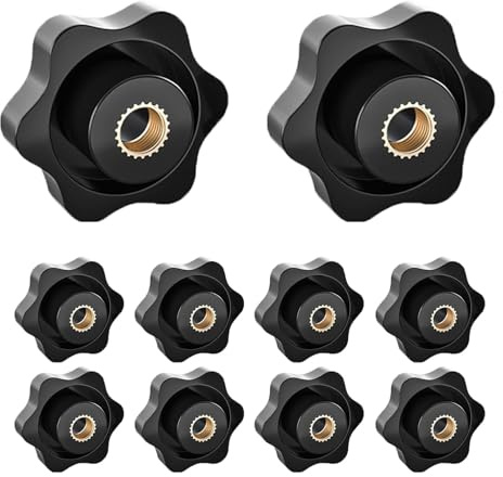 6 Stück Schwarz Flügelmutter M6, Kunststoffe Sterngriffmutter M6, Robust und Langlebig Rändelmutter, für Maschinenbau, Werkzeugmaschinen, Elektronische Geräte und Fitnessgeräte etc
