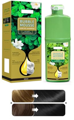 Bubble Mousse Hair Dye Shampoo, Langlebig Schaumhaarfarbstoff Mit Pflanzlicher Farbstoffformel, Schnell Wirkende Haarfärbefärke Blasen Haarfarbstoffe Für Alle Haartypen (schwarz)