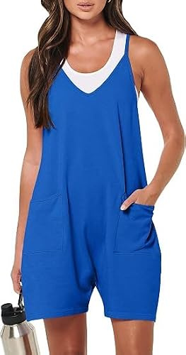YGJIEGENG Jumpsuits for Women Shorts Rompers Summer Playsuits with Pockets