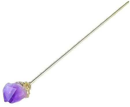Amethyst Crystal Hair Pin Hair Stick Healing Gemstone Hair Accessory 14cm
