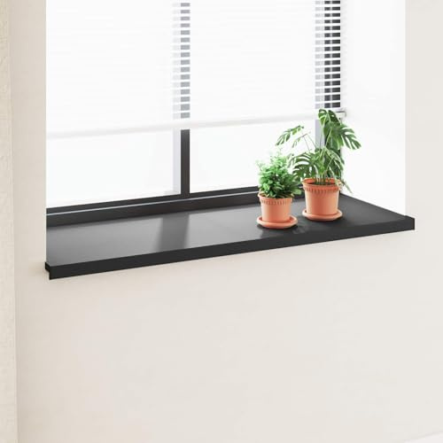 GeenYuu davanzale nero con venature del legno in PVC 120 x 50 x 4,5 cm, impermeabile e facile da pulire, per interni ed esterni, facile montaggio con colla, elegante decorazione per finestre