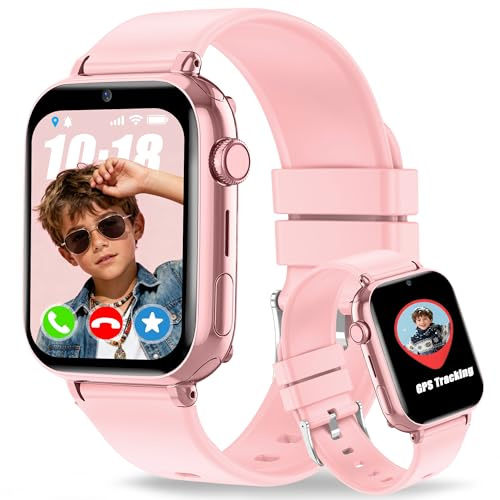 Montre Connectée Enfant GPS 4G Appel Vidéo SOS Chat Familial Podomètre | localisation en temps réel, appel vocal, zone de sécurité, jeux, mode classe, telephone, réveil, ip68, cadeau filles garçons