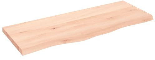 mtlskopl Étagère Murale en Bois de Chêne Massif Non Traité 100x40 cm, Planche en Bois Brut à Bord Live Edge pour Plateau de Table, Plan de Vasque de Salle de Bain et Bureau
