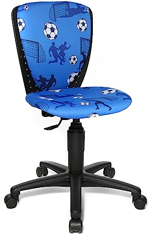 Topstar S'cool 3, Kinderdrehstuhl, Schreibtischstuhl für Kinder, Bezugsstoff blau, Motiv Fußball
