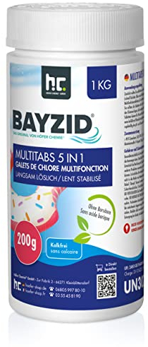 Höfer Chemie 12 x 1 kg Chlor Multitabs 5 in 1-200g Tabs Multi Chlortabletten mit 5 Phasen Pflegewirkung für Pools - hygienisches & sauberes Wasser