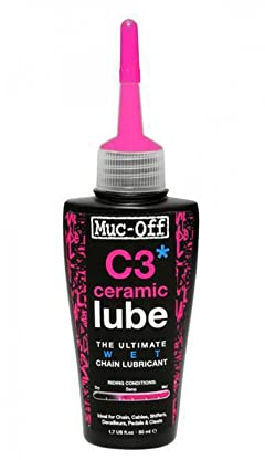 Muc-Off C3 Ceramic Wet Chain Lube Nass Kettenöl Fahrrad, 50 ml - Premium Schmierfett Kettenfett, Kettenspray Fahrrad, Mit UV-Tracer-Farbstoff - Für Nasse und Raue Wetterbedingungen