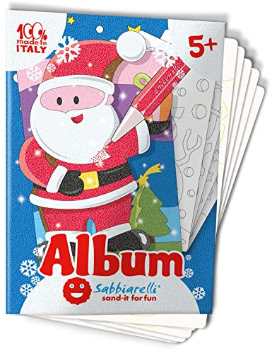 Sabbiarelli – Album Il Natale | Fogli Adesivi per Sand Art | Contiene 5 Disegni Adesivi A5 | 100% Made in Italy | Lavoretti Creativi | Bambini 5-12 anni | SABBIA COLORATA NON INCLUSA