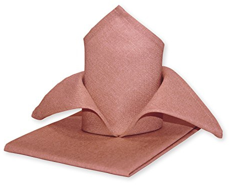 Haus und Deko Stoffservietten 4er Pack Struktur Leinen-Optik bügelfrei 50x50 cm Servietten #1239 (Altrosa)