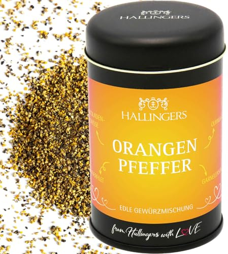 Hallingers Genuss Manufaktur Pfeffer Geschenk - Gourmet-Qualität zum Kochen in edler Geschenk-Dose Origineller Ora... für winterliche Ente, Fleisch & Gemüse, Geschenkidee für Frauen Männer