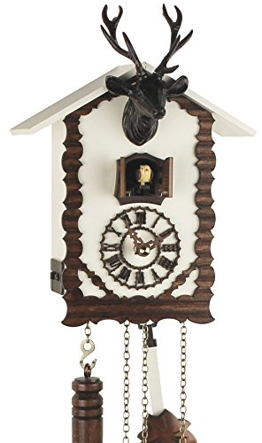 Eble Kuckucksuhr Kuckuckuhr Echtholz NEU batteriebetriebenes Quartzwerk Musik Kuckuckruf Hirschkopf 26cm- 24379