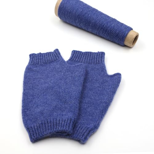 Mongolische, fingerlose Handschuhe, pure Kaschmirwolle, für Damen und Herren, dicke Fäustlinge blau navy