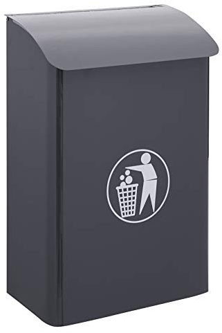 Arregui E6115 Wandmülleimer aus Stahlt, Für Garagen, Portalen und Innenräumen, 30L, Anthrazitgrau, Generischer Abfall, 50,4 x 33 x 18 cm