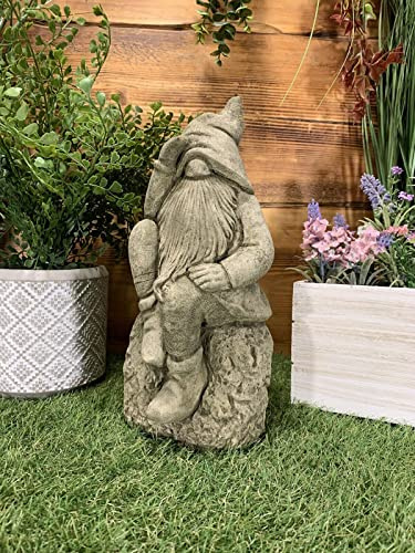 STONE GARDEN DETAILED THINKING PIXIE GNOME FAIRY BEARD HAT STATUE ORNAMENT GIFT