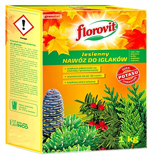 Florovit Tannendünger Koniferendünger Herbst Kalium NPK + Eisen für Thuja Hecken 1kg