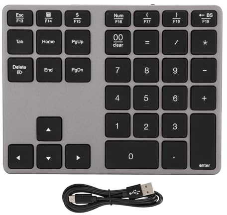 Okuyonic Teclado Inalámbrico, Mini Teclado Ultrafino, Sin Interferencias, Teclado Numérico Inalámbrico 5. 0, 35 Teclas, Teclado para Computadora Portátil, para(Default)