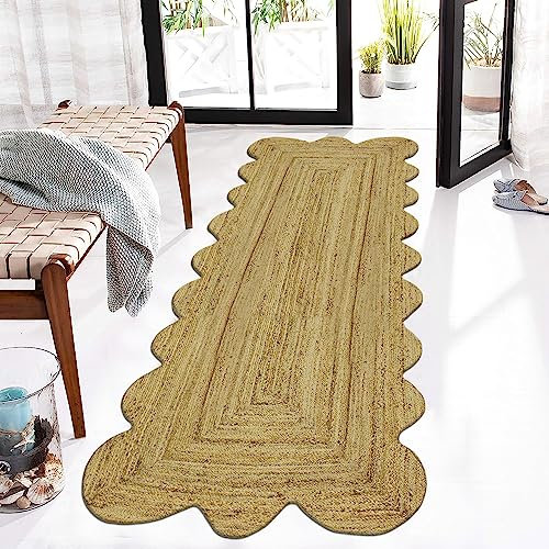 CASAVANI Indischer handgefertigter Jute-Teppich Geflochten Gewebt Kelim Teppich Böhmische Küche Esszimmer Teppich Outdoor Garten Natur Läufer Teppich 90 x 150 cm (3 x 5 Fuß)