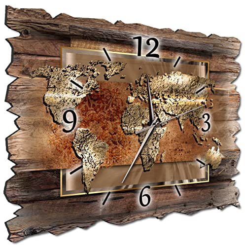 Bilder-Manufaktur BM Holz Funk Quarz Quarzwanduhr Wanduhr Funkwanduhr Funkwanduhren Funkuhr Funkuhren kein Ticken lautlos geräuschlos leise modern ohne Tickgeräusche groß XXL H1e-9936