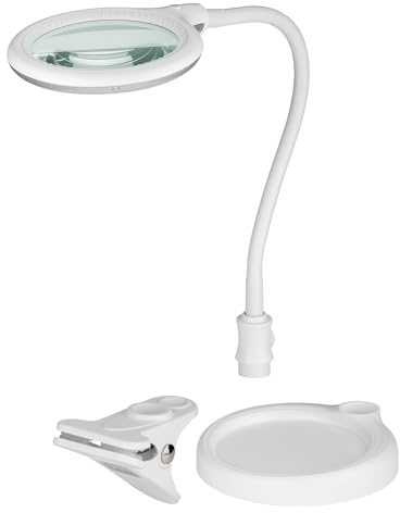 goobay 60359 LED Lupenleuchte - Lupenlampe mit Standfuß - Standlupe Licht - 6 W Leistungsaufnahme - Farbtemperatur 6200 K – Lichtstrom 480 lm, Weiß