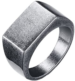 Beydodo Herren Ringe Edelstahl, Männer Ring ohne Stein 8MM Siegelring Freundschaftsring Ring Personalisiert Altes Silber Größe 60 (19.1
